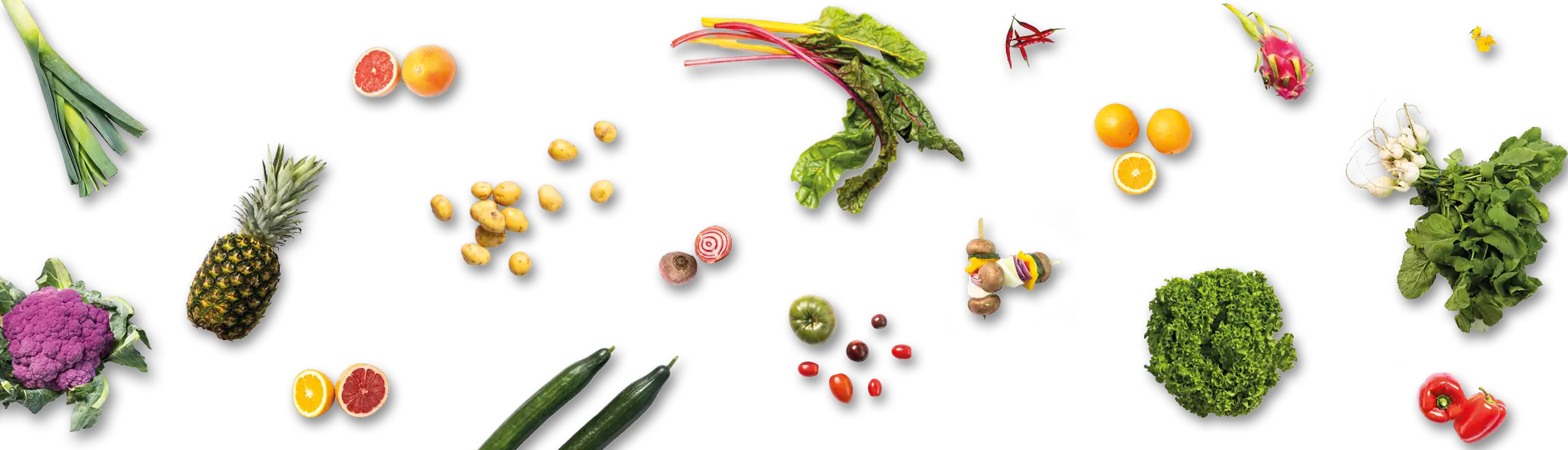 Groente en fruit op marmeren achtergrond