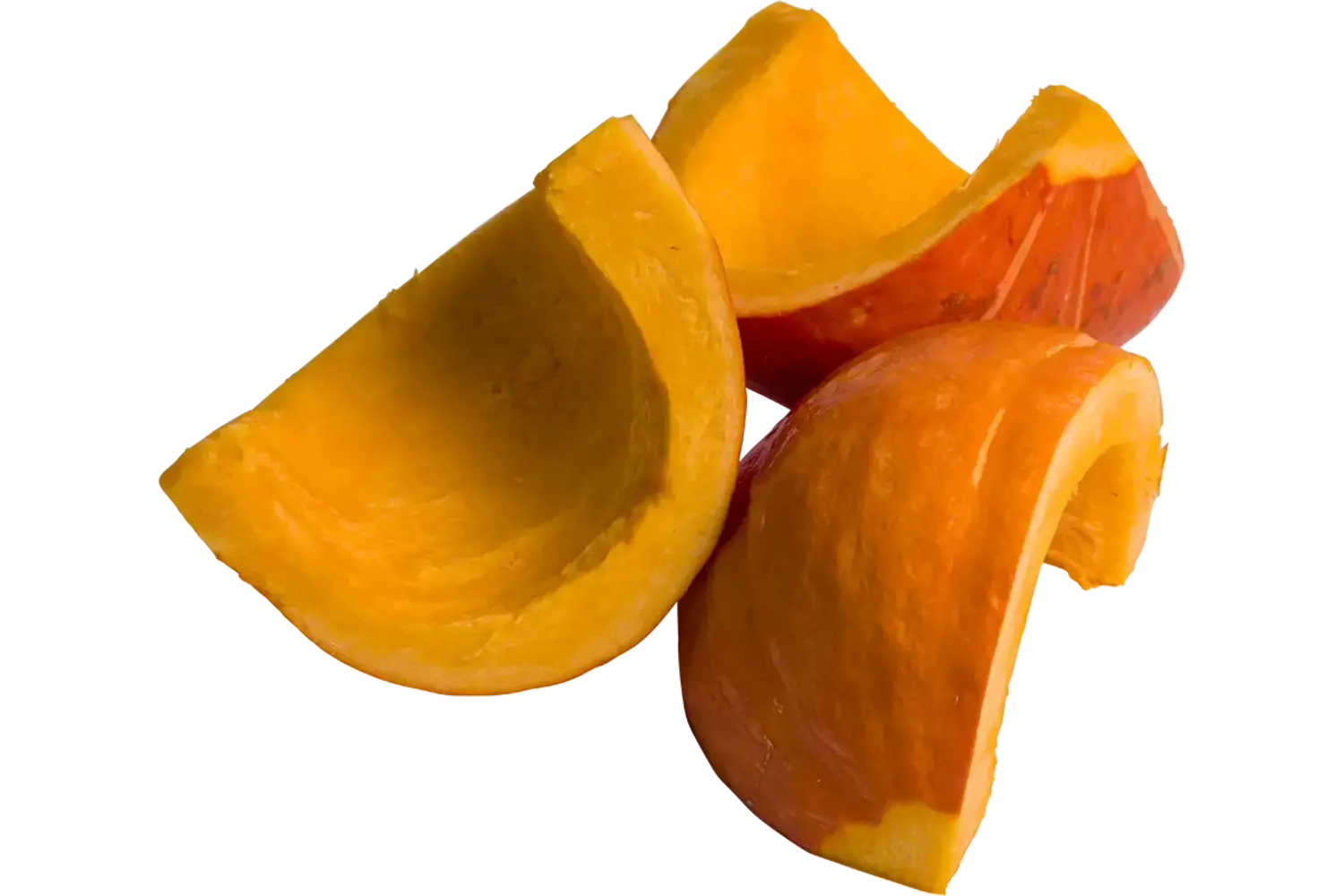 Oranje pompoen kwarten met schil bak 1kg stuk