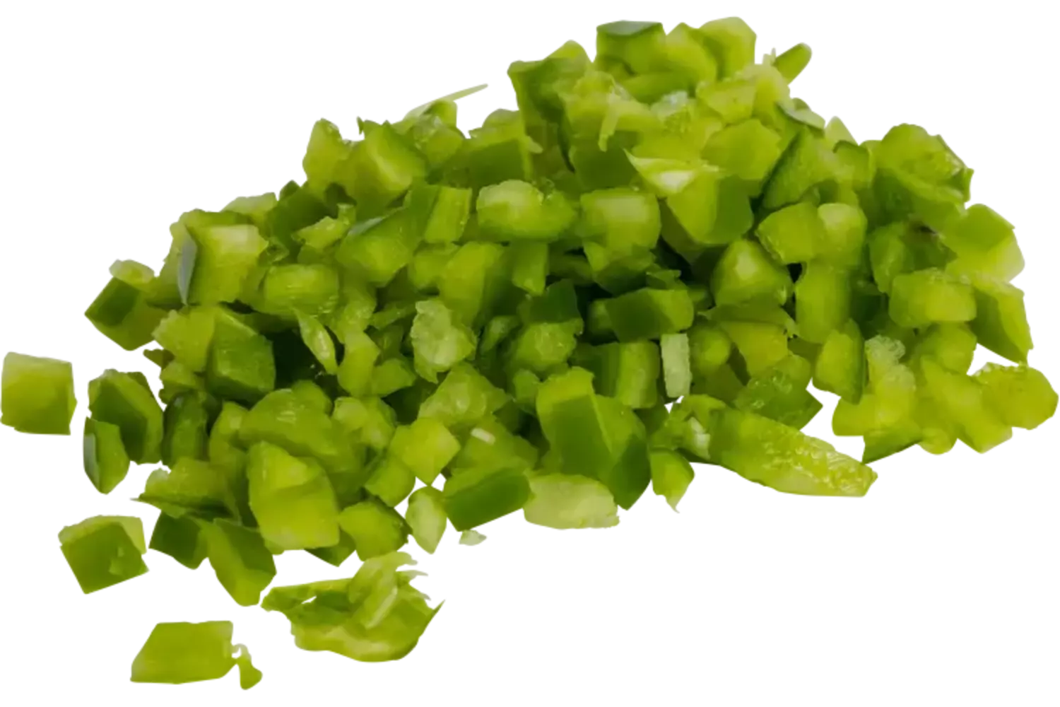 Paprika groen brunoise 5mm bulk kist 4 kilogram