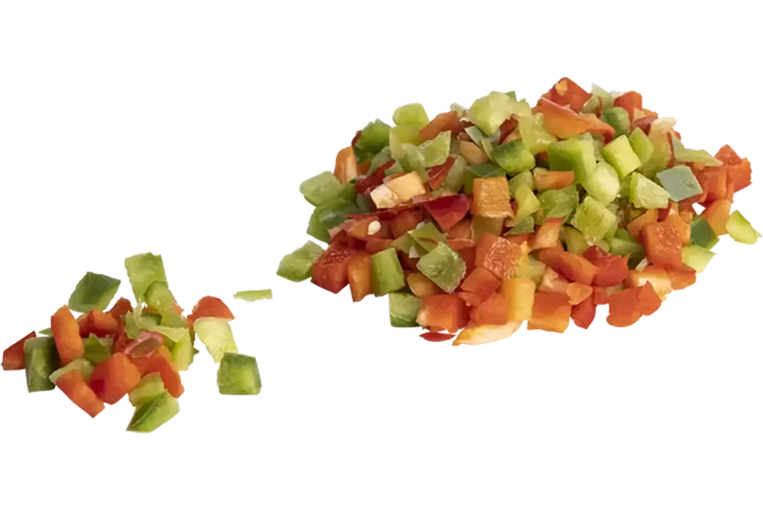 Paprika rood-groen brunoise 10mm bak 1kg stuk