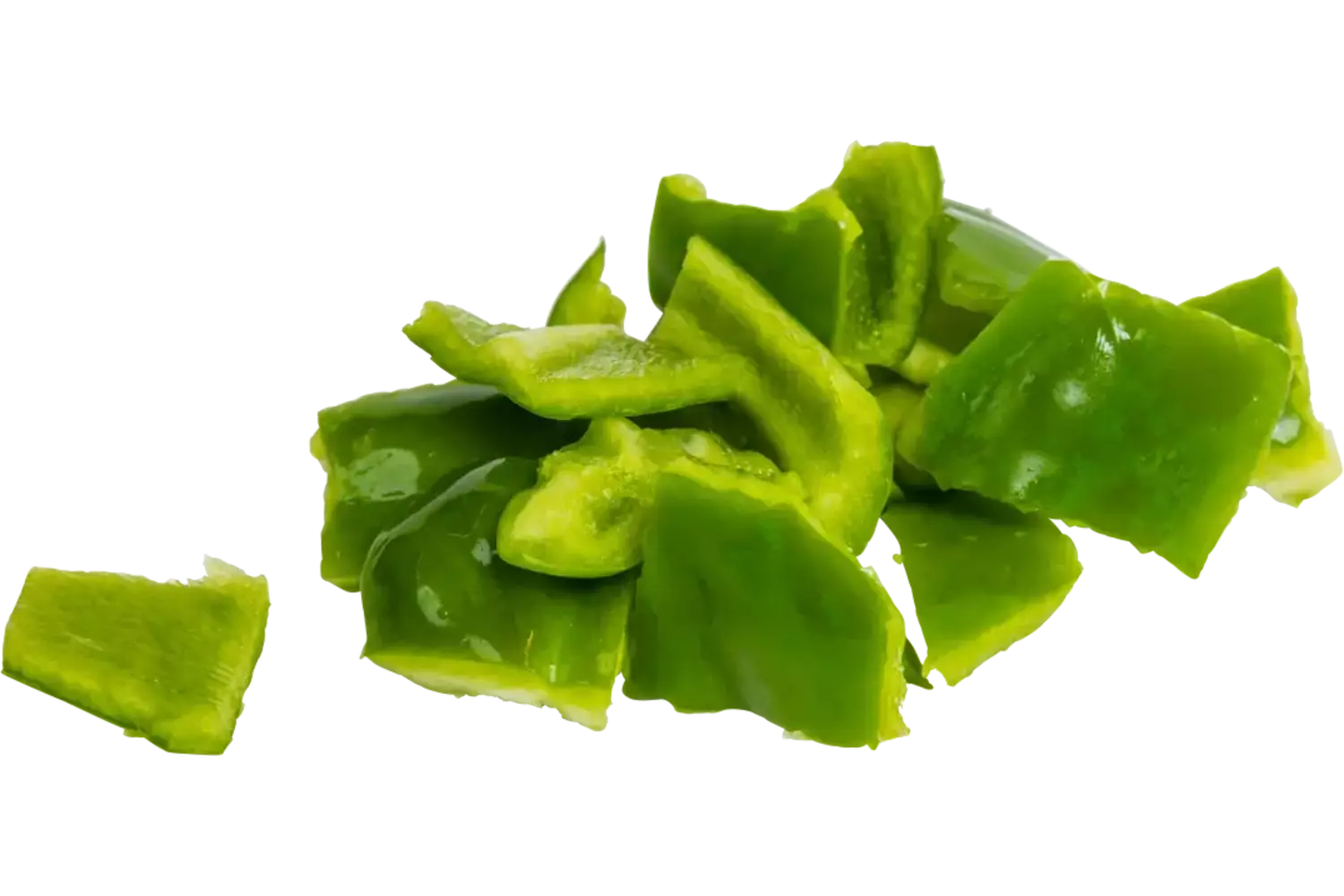 Paprika groen brunoise 30mm bak 1kg stuk