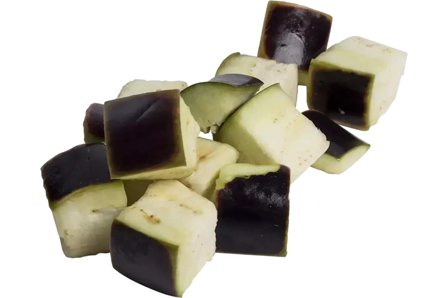 Aubergine brunoise 30mm bulk kist 4 kilogram