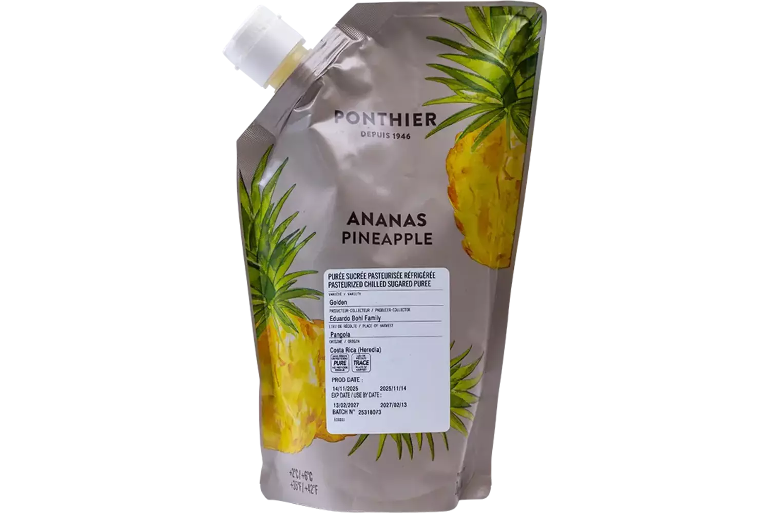 Fruitpuree ananas 1kg stuk