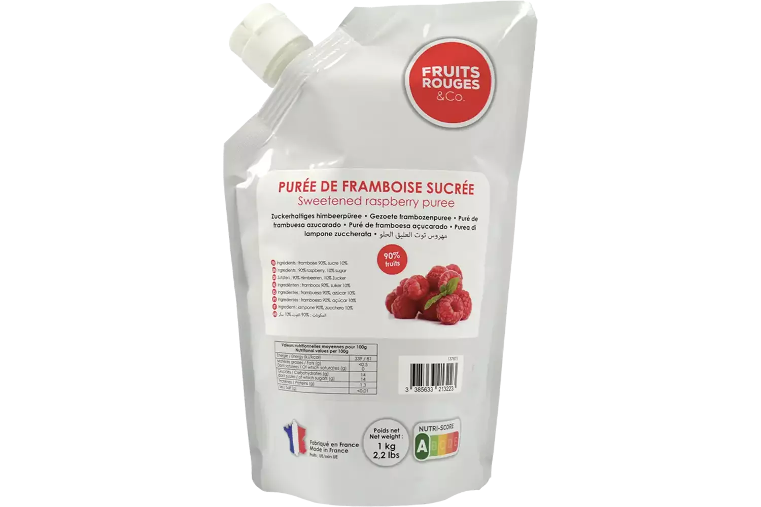Fruitpuree framboos 1kg kist 6 stuks