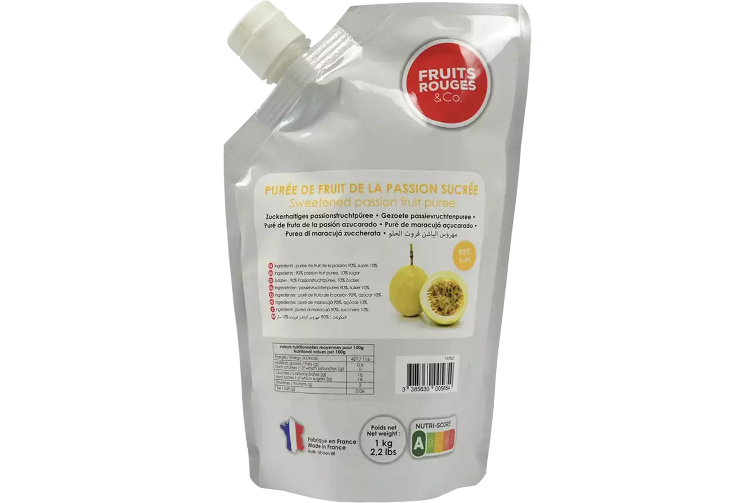 Fruitpuree passievrucht 1kg kist 6 stuks