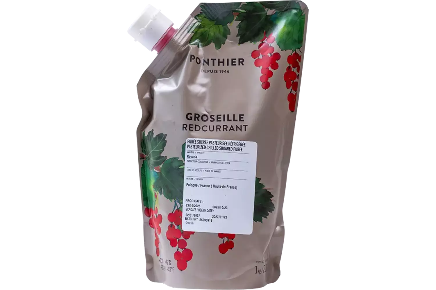 Fruitpuree Aalbes 1kg stuk