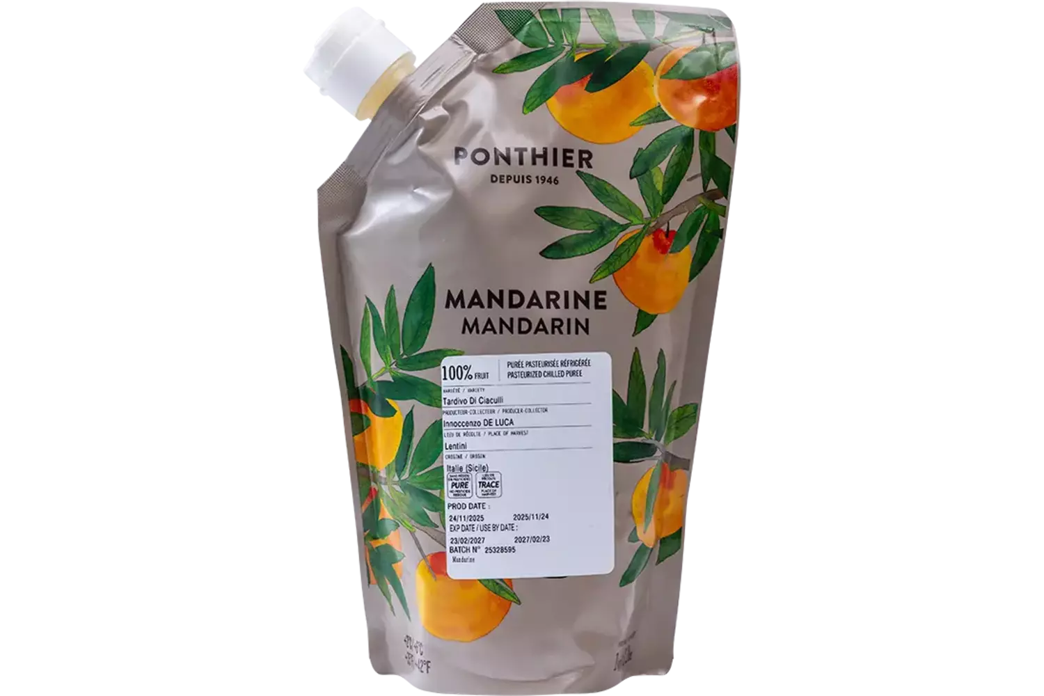 Fruitpuree mandarijn 1kg stuk