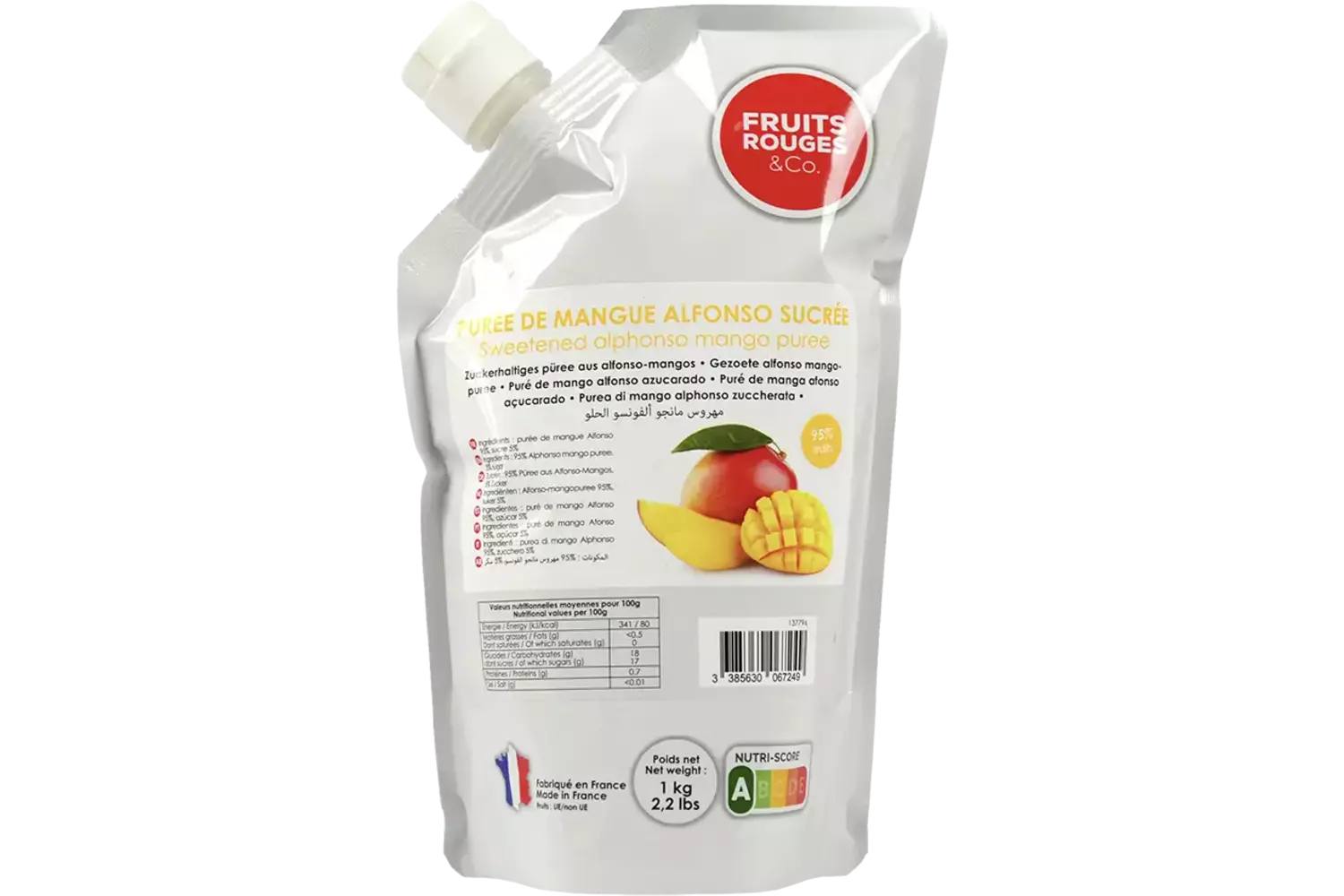 Fruitpuree mango 1kg stuk