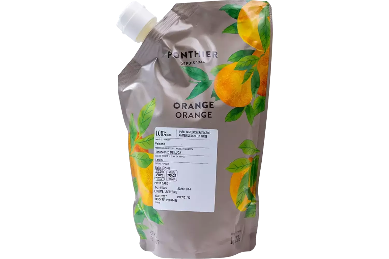 Fruitpuree sinaasappel 1kg stuk