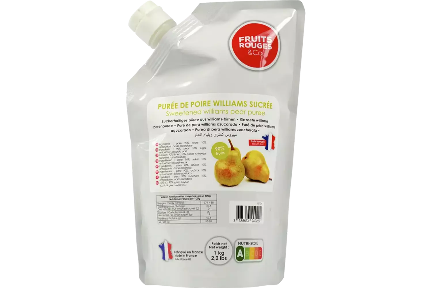 Fruitpuree peer 1kg kist 6 stuks