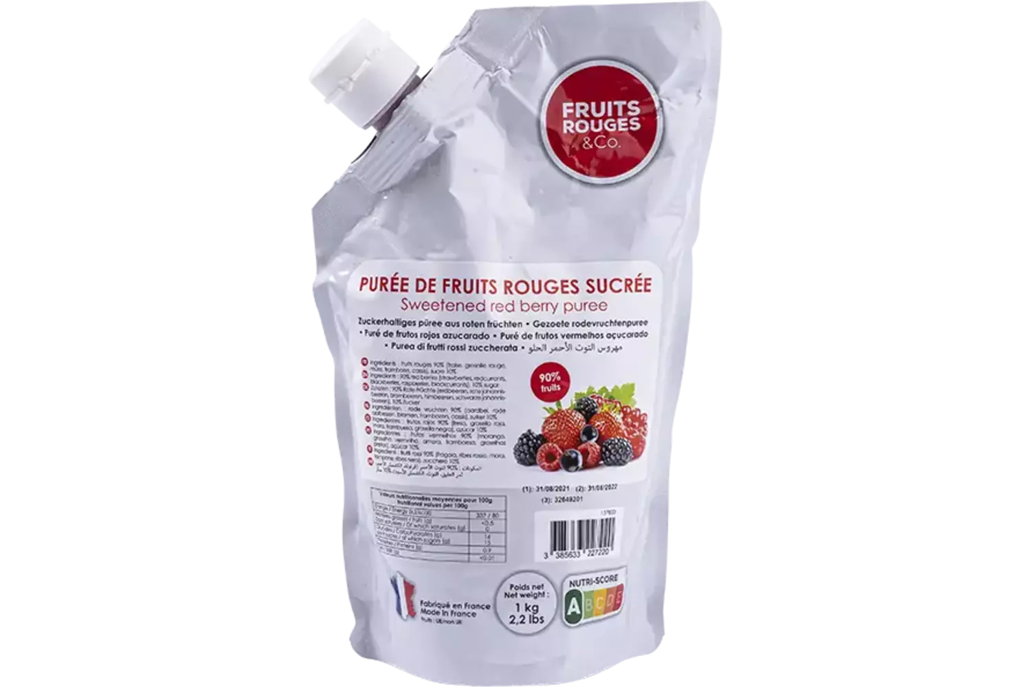 Fruitpuree Rood Fruit 1kg stuk