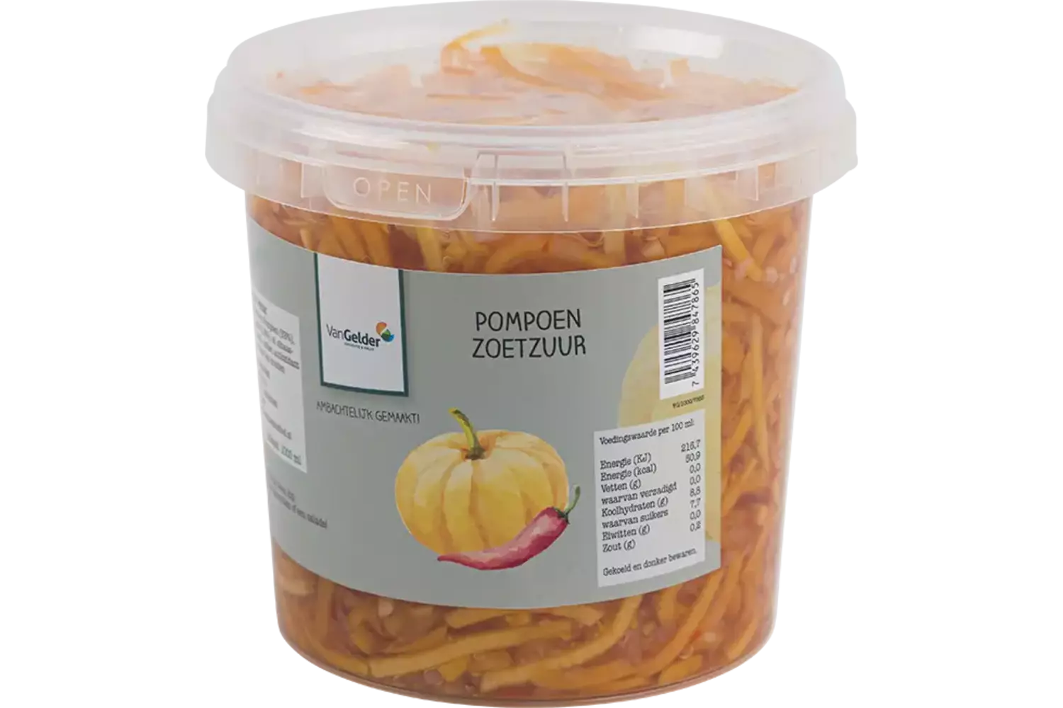 Pompoen zoetzuur emmer 1kg kist 11 stuks