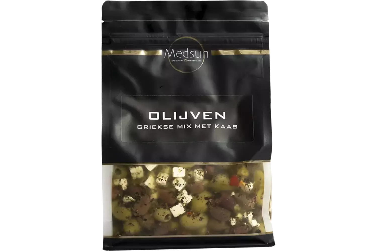Olijven griekse mix met kaas 1kg kist 8 stuks