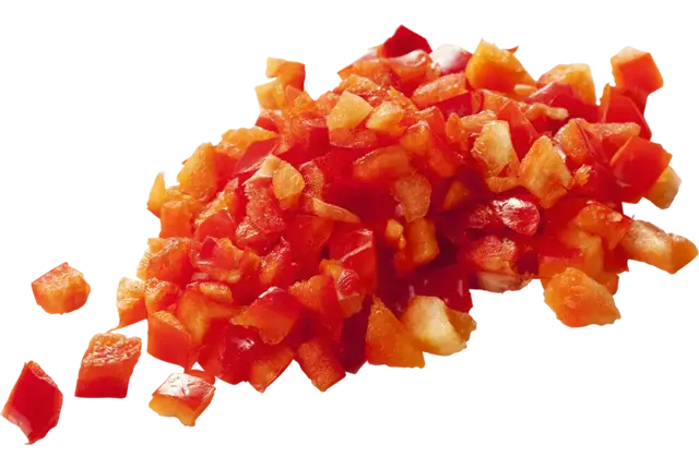 Paprika rood brunoise 10mm 1kg stuk