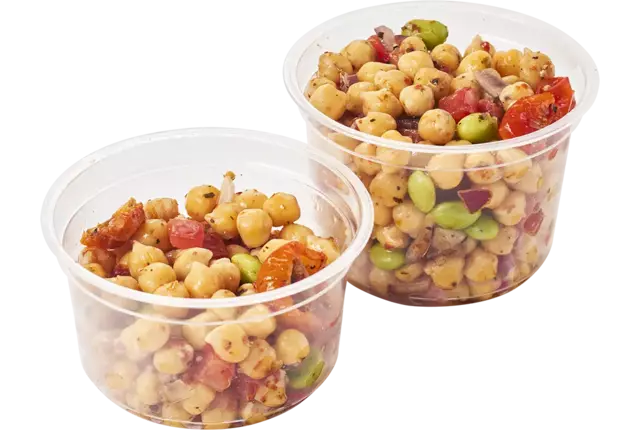 Kikkererwten-tomatensalade tray 5x200gr kist 2 trays
