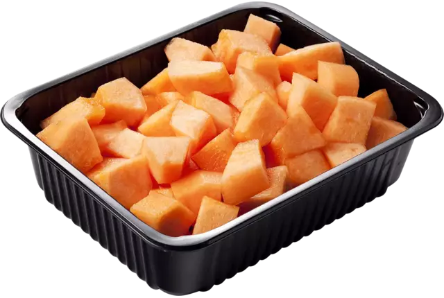 Meloen cantaloupe gesneden 1kg kist 8 stuks