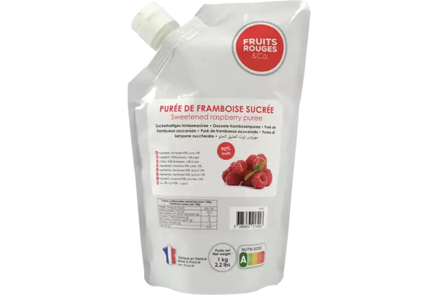 Fruitpuree framboos 1kg kist 6 stuks
