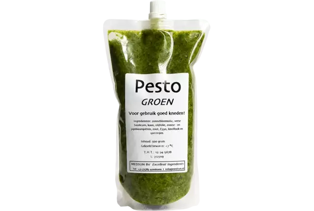 Pesto groen-naturel 500gr kist 18 stuks