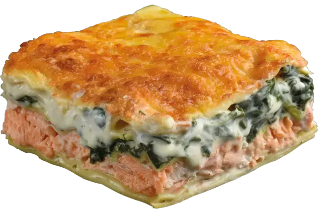 Lasagne zalm en spinazie 2,4kg kist 2 stuks